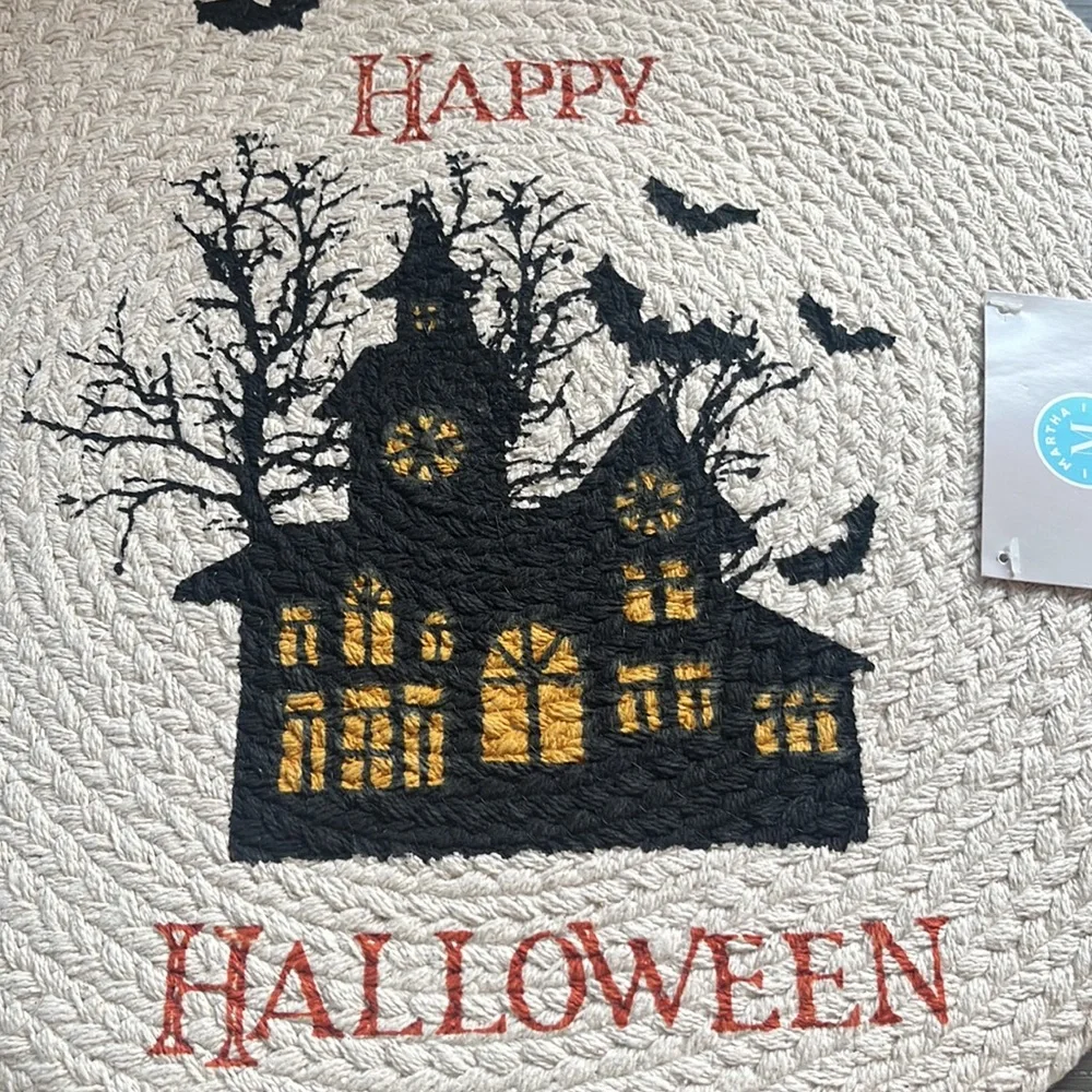 Martha Stewart Set of two Happy Halloween haunted house placemats NWT
